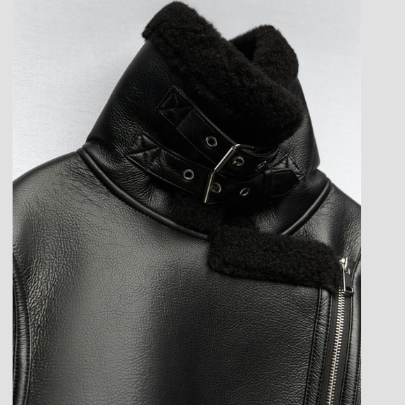 Zara fur lined leather jacket - Picture 6 of 7
